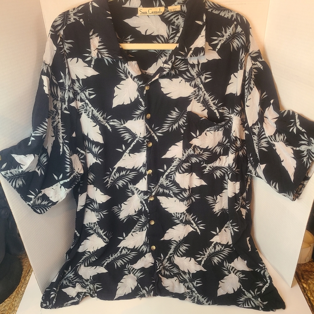 Vintage 90s Sun Casuals Hawaiian Shirt Size XXL Tropical Rayon